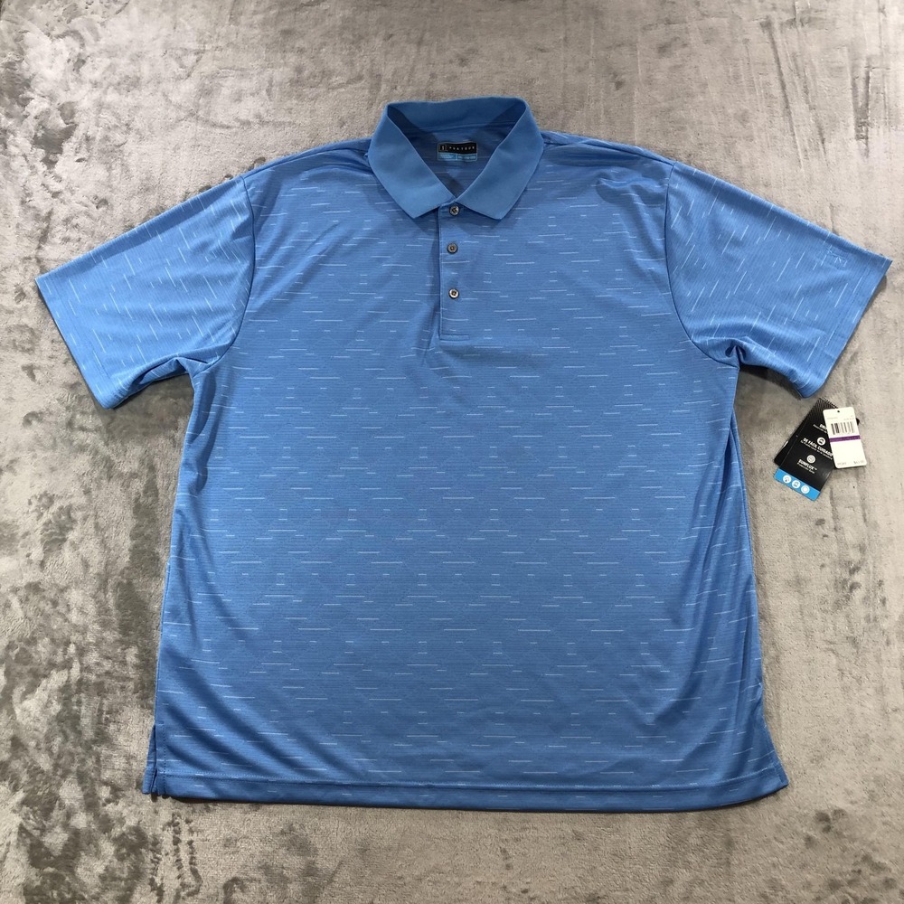 PGA TOUR Polo Shirt Mens 2XL Blue Geometric Golf DRIFLUX SUNFLUX PJKS95020DS